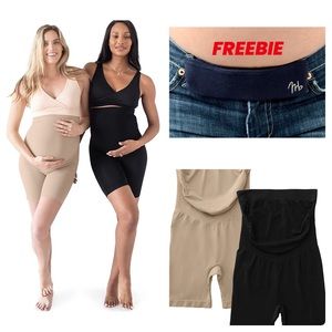Kindred Bravely BUNDLE:2 maternity Bamboo Seamless No Rub Thigh Saver Black/Nude
